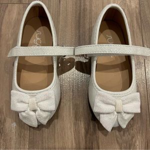 Sugar Lil Nala White Glitter Bow Mary Jane Ballet Flats